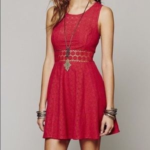 Free People Size 4 Crochet Dress Red
